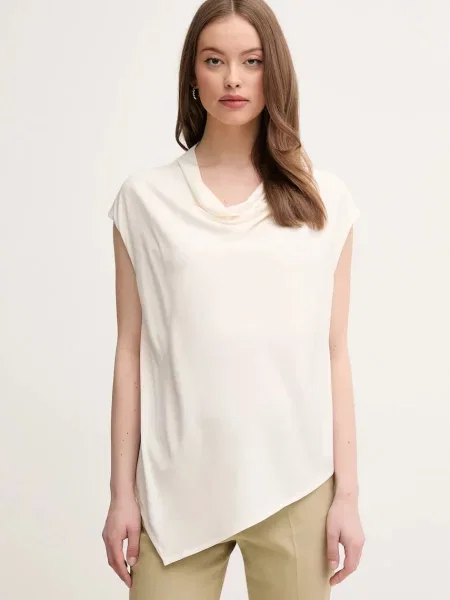 Блуза Sisley с изчистен дизайн бежово