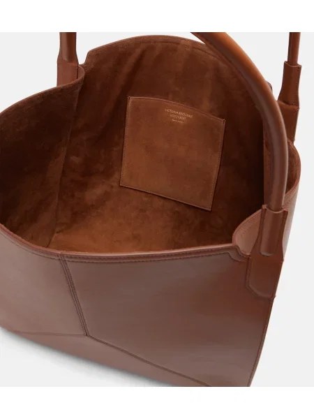 Usnjena shopper torbica Victoria Beckham rjava