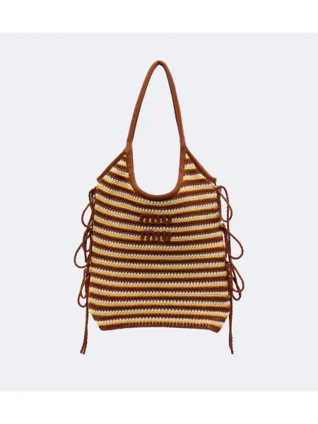 Geantă shopper Miu Miu cu dungi maro