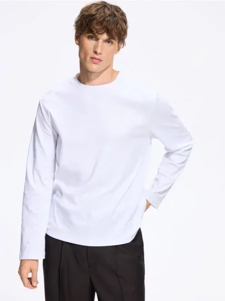Reserved Tricou cu mânecă lungă din alb