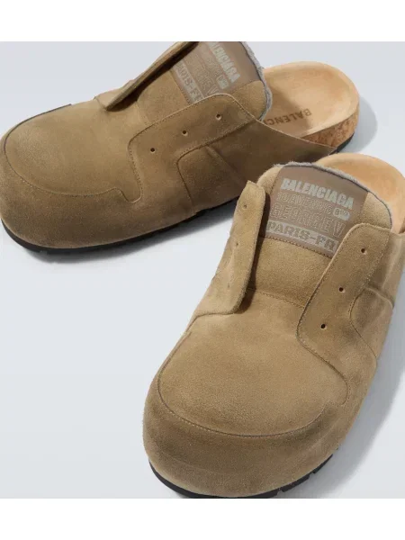 Klapki mules Balenciaga zamszowe beżowe