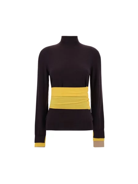 Sweter Fendi żakardowy brązowy