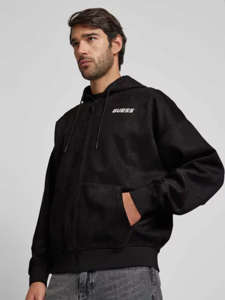 Bluza rozpinana z detalem z logo model ‘DARIL’ Guess czarna
