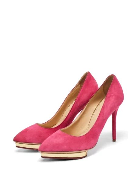 Γοβάκια Charlotte Olympia σουέτ με πλατφόρμα ροζ