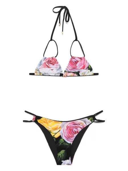 Bikini Dolce & Gabbana cu model floral cu imagine negru