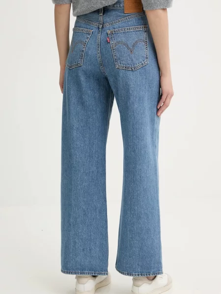 Levi's дънки wide leg дамски RIBCAGE WIDE LEG синьо