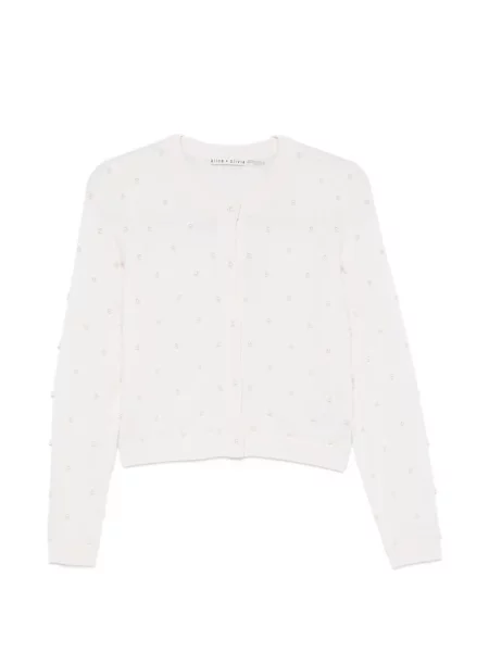 Cardigan Alice + Olivia cu perle alb