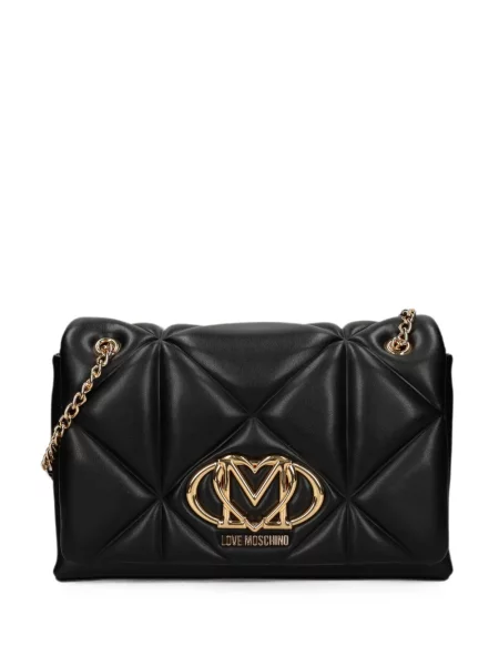 Geantă Love Moschino cu aplicații negru