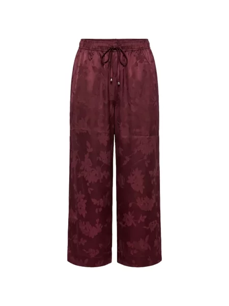 Pantaloni Ganni cu model floral din jacard cu cordon roșu