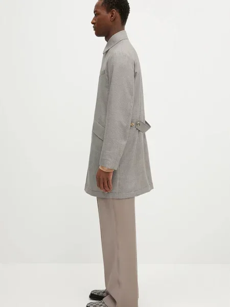 Вовняне пальто Paul Smith перехідне сірий