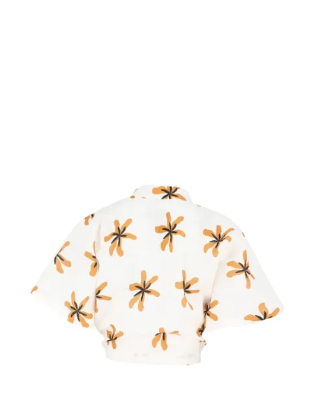Top Cala De La Cruz cu model floral cu imagine cu legături alb