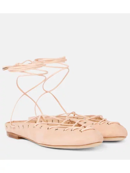 Balerini Chloé din piele de căprioară roz