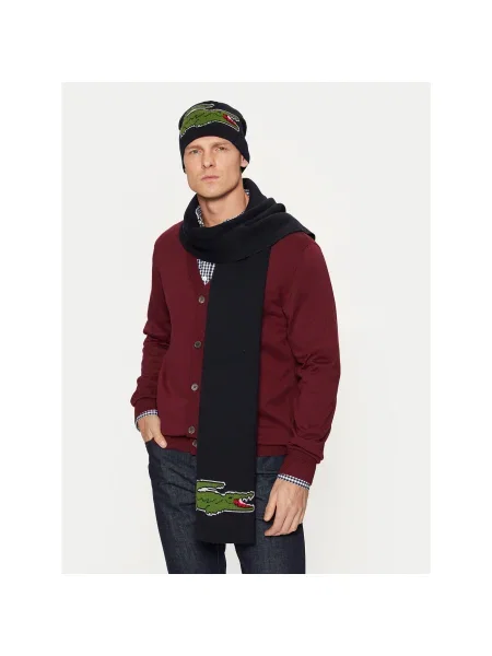 Lacoste Set čiapka a šál Tmavomodrá