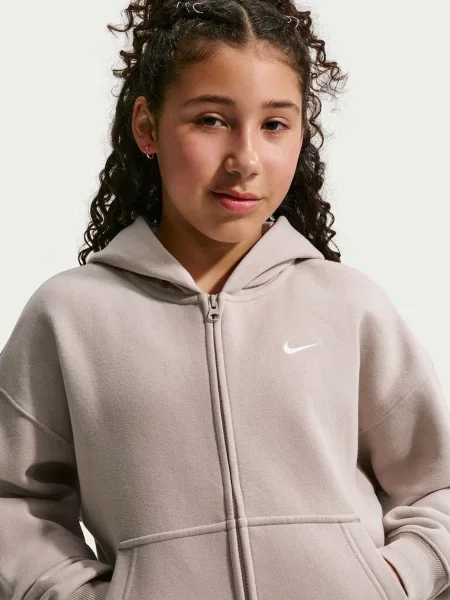 Nike кофта на застібці з капюшоном дитяча з бавовною Sportswear Studio Fleece
