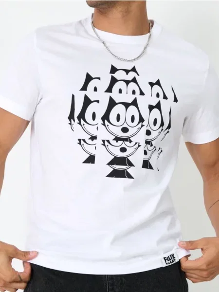Sinsay Koszulka Felix the Cat biały