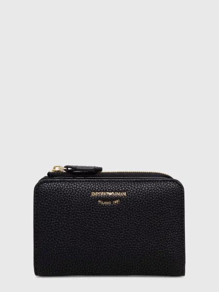 Portfel Emporio Armani skórzany z logo czarny