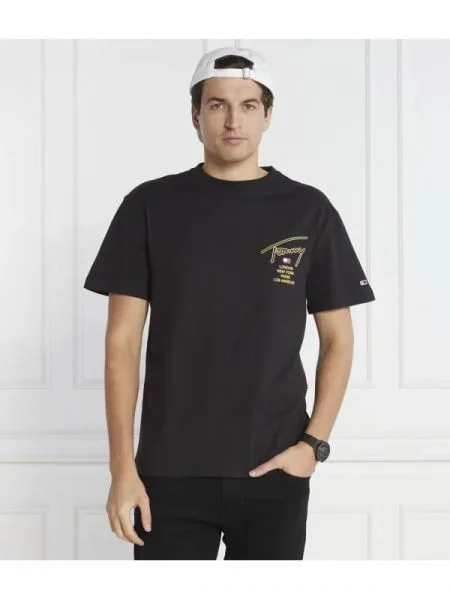 Tommy Jeans Tricou GOLD SIGNATURE BACK negru