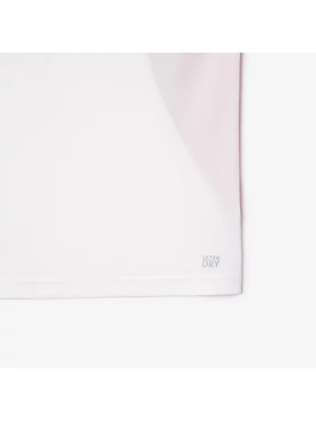 Lacoste T-Shirt Sport X Novak Djokovic Z Okrągłym Dekoltem Z Blokadą Koloru Regular Fit biały