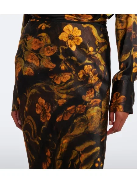 Fustă Dries Van Noten din satin cu model floral
