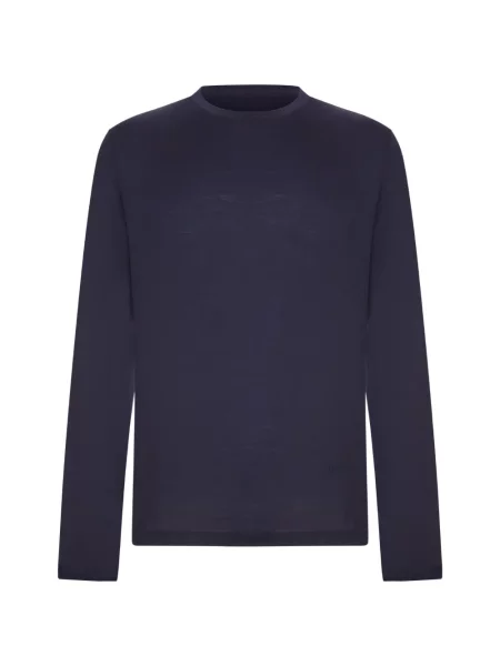 Lung tricou Herno de lână albastru