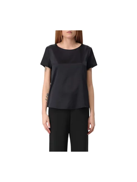 Satynowa bluzka Emporio Armani biznesowa niebieska