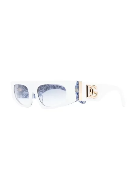 Квадратни слънчеви очила Dolce & Gabbana Eyewear с автограф бяло