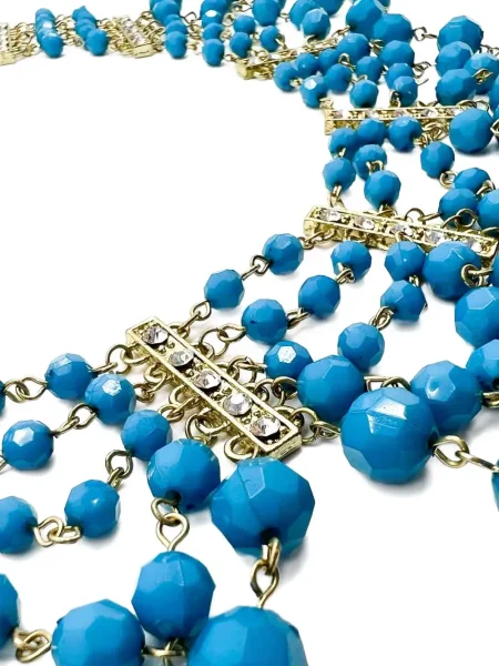 Колие Jennifer Gibson Jewellery с кристали синьо