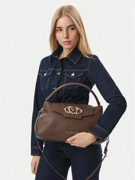 Love Moschino klasična torbica iz umetnega usnja rjava