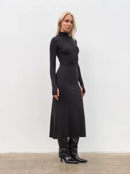 Сукня міді Romashka Дівайн віскоза/нейлон чорний