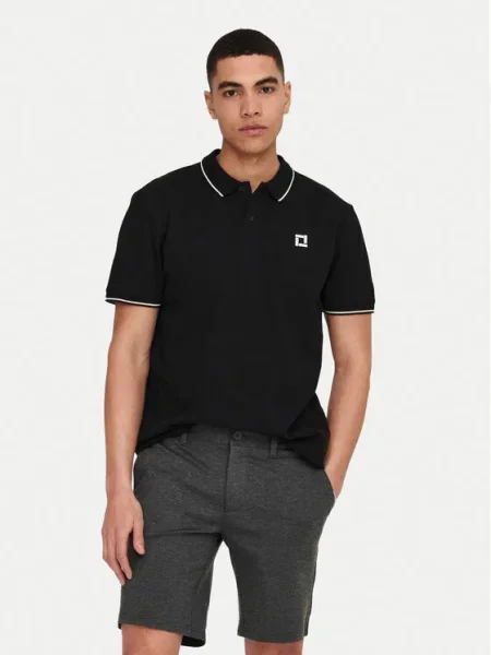 Only & Sons Tricou polo Fletcher negru