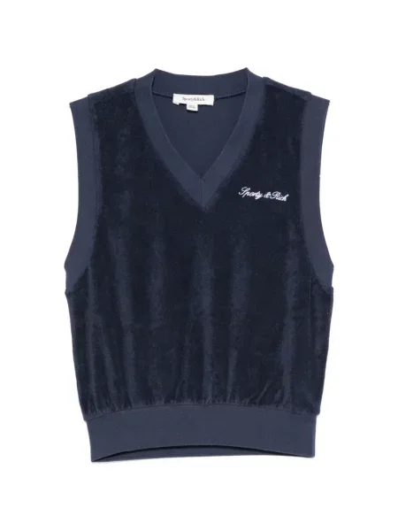 Vestă Sporty & Rich din material terry cu autograf albastru