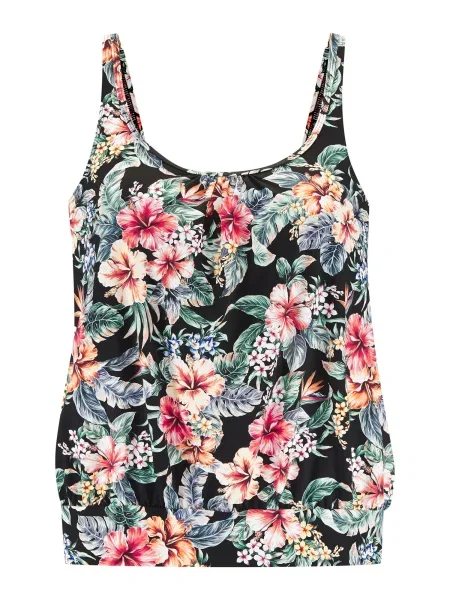 LASCANA Majica za kopanje zelena / krvavo rdeča / črna bela