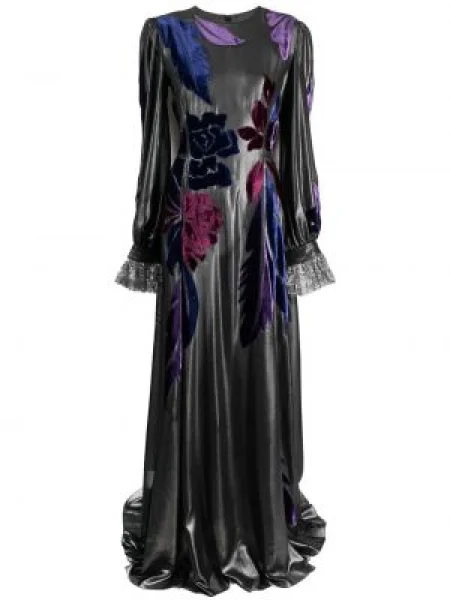 Rochie Alberta Ferretti cu model floral cu aplicații din dantelă