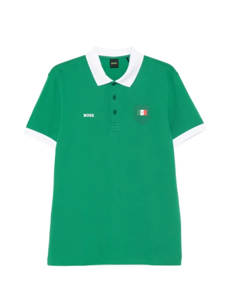 Tricou polo Boss cu autograf verde