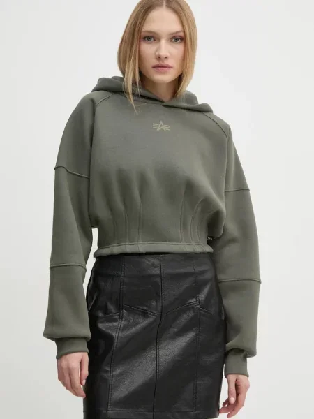 Alpha Industries bluza z kapturem z nadrukiem zielony