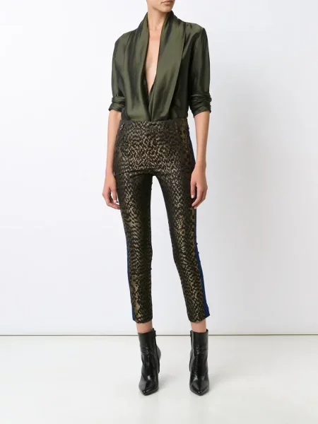 Pantaloni Haider Ackermann cu dungi din jacard verde