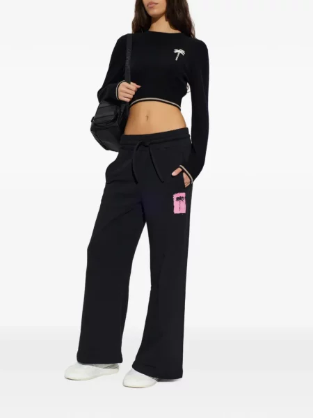 Decupat pulover Palm Angels cu broderie negru