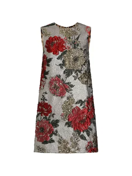 Rochie Dolce & Gabbana cu model floral din jacard de costum gri