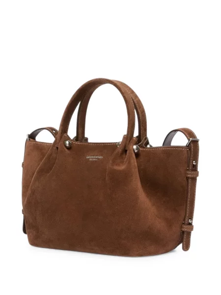 Geantă de călătorie Weekend Max Mara din piele de căprioară maro