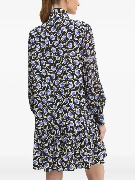 Костюм рокля Dvf Diane Von Furstenberg на цветя с принт черно