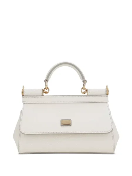 Geanta de piele Dolce & Gabbana Sicily din piele alb