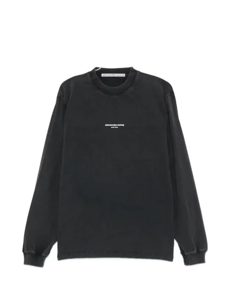 Dlouho tričko Alexander Wang s potiskem černé