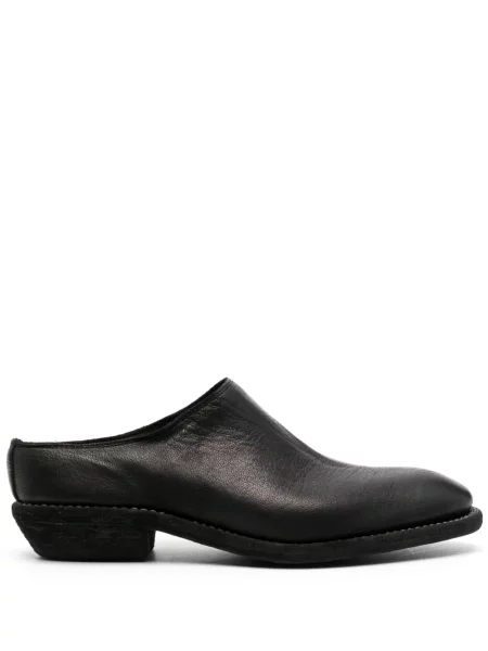 Papuci tip mules Guidi din piele slip-on negru