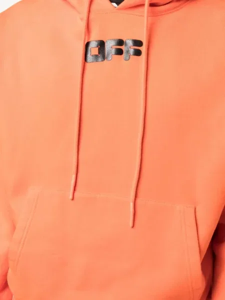 Hoodie Off-white με σχέδιο λευκό