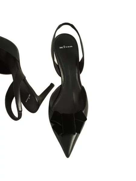 Pantofi cu toc Kiton cu funde slingback negru