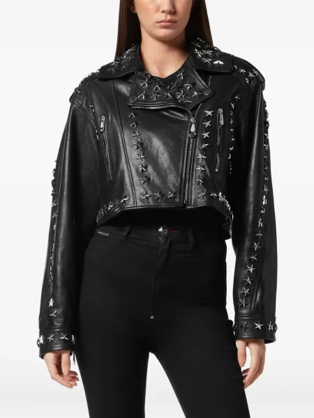 Kurtka Philipp Plein biker czarna