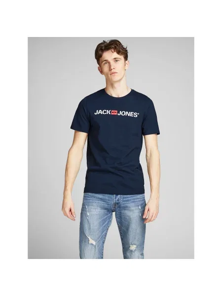 JACK & JONES Póló éjkék / piros fehér