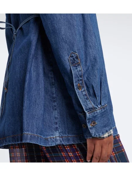 Kockovaná džínsová košeľa Dries Van Noten modrá