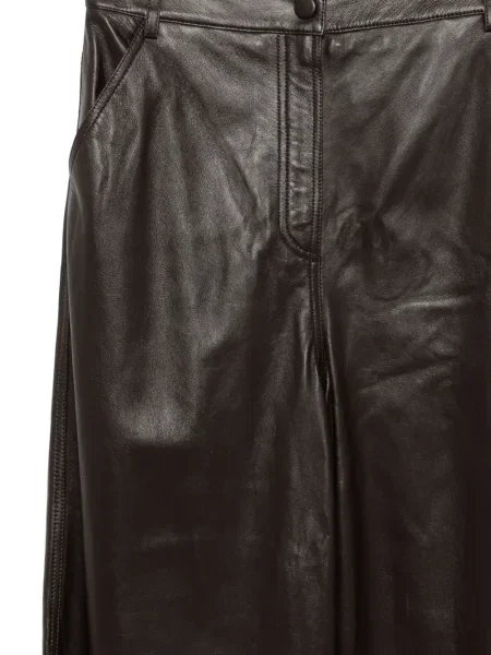 Pantaloni Yves Salomon din piele maro