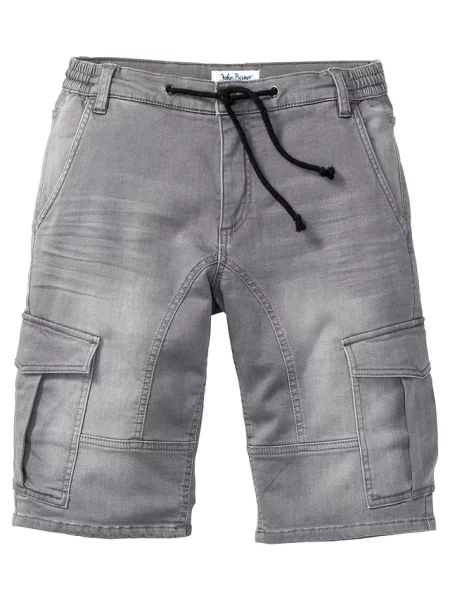 Bermudy dżinsowe ze stretchem regular fit szare